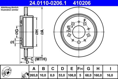 Тормозной диск ATE 24.0110-0206.1 для VOLVO 740
