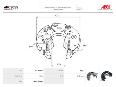 AS-PL - Usmerňovač alternátora FIAT, HYUNDAI , ARC3055