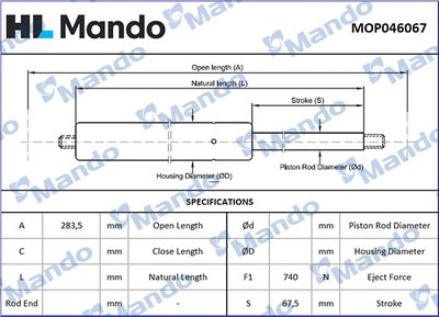 AMORTIZOR PORTBAGAJ MANDO MOP046067