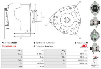 GENERATOR / ALTERNATOR AS-PL A6382S 4