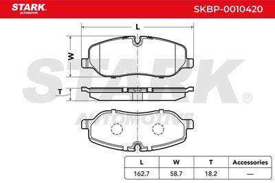комплект спирачно феродо, дискови спирачки STARK SKBP-0010420