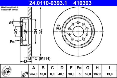 Тормозной диск ATE 24.0110-0393.1 для FIAT 500L