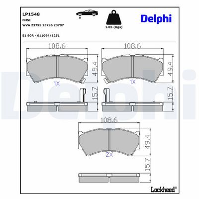 Remblokken set Voor , past: SUZUKI BALENO 1.3-1.9D 07.95-05.02