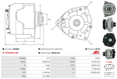 GENERATOR / ALTERNATOR AS-PL A3366S 4