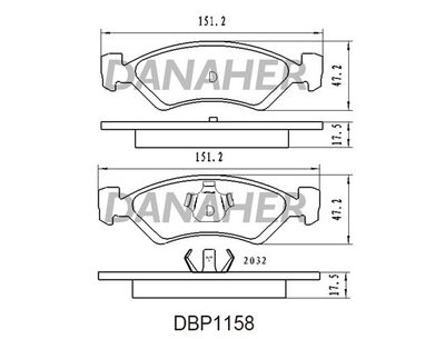 Комплект тормозных колодок, дисковый тормоз DANAHER DBP1158 для CHRYSLER LE BARON