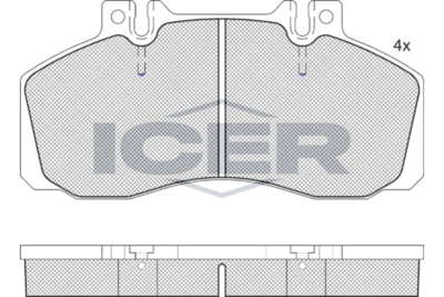 комплект спирачно феродо, дискови спирачки ICER