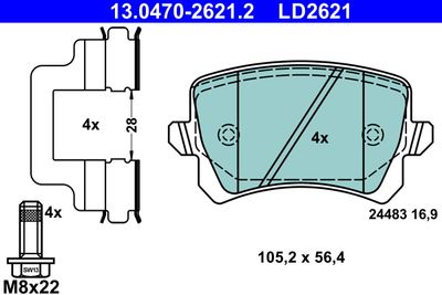 Комплект тормозных колодок, дисковый тормоз 13.0470-2621.2