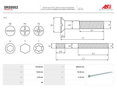Reparasjonssett, dynamo AUTOSTARTER SRS5052