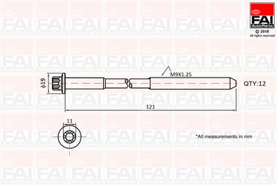 Комплект болтов головки цилидра FAI AutoParts B1630 для CHEVROLET TRAX