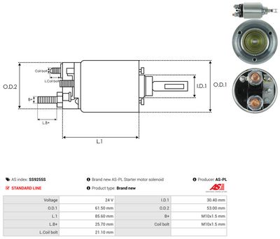 Elektromagnetický spínač, startér AS-PL SS9255S