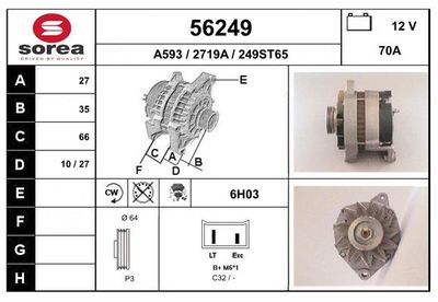 EAI 56249 Генератор  для RENAULT CLIO (Рено Клио)