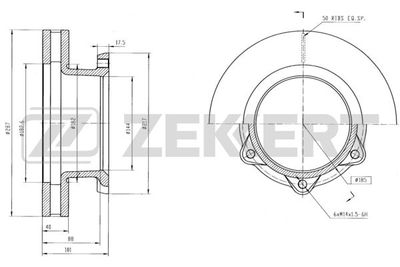 ZEKKERT BS-6152 Тормозные диски для TOYOTA DYNA c бортовой платформой/ходовая часть (KD_, LY_, _Y2_, _U 4.0 D4d (XZU423_, XZU435_, XZU427_, XZU425_, XZU417_,...