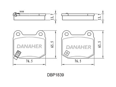 Комплект тормозных колодок, дисковый тормоз DANAHER DBP1839 для MITSUBISHI LANCER