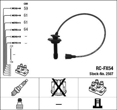 Комплект проводов зажигания NGK 2507 для SUBARU LEGACY