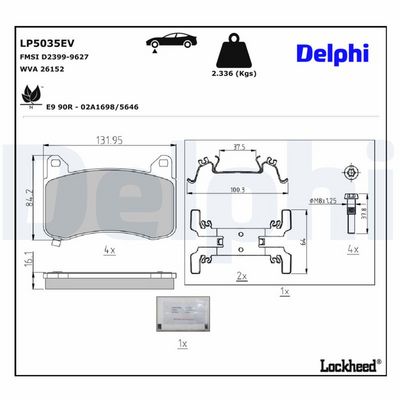 BREMSBELAGSATZ SCHEIBENBREMSE DELPHI LP5035EV