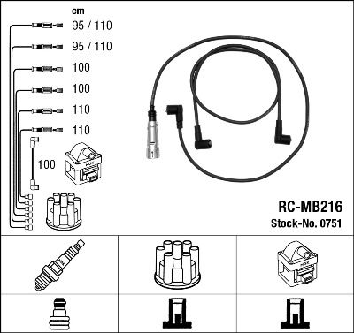 Комплект проводов зажигания NGK 0751 для MERCEDES-BENZ S-CLASS