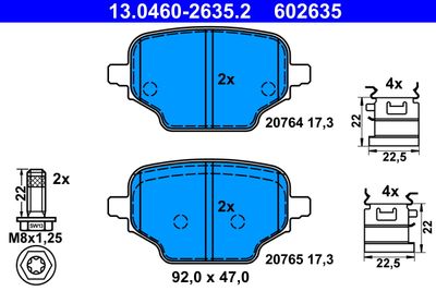 Комплект тормозных колодок, дисковый тормоз ATE 13.0460-2635.2 для TOYOTA PROACE