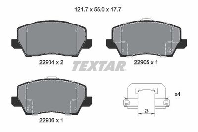 Комплект тормозных колодок, дисковый тормоз TEXTAR 2290401 для KIA PICANTO
