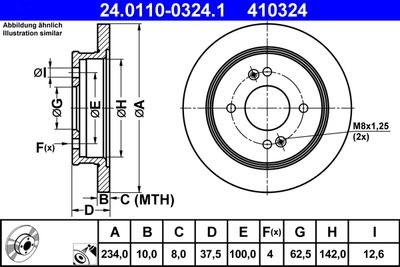 Тормозной диск ATE 24.0110-0324.1 для KIA PICANTO