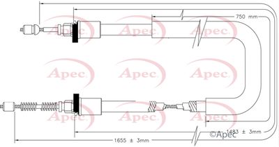 Cable Pull, parking brake APEC CAB1616