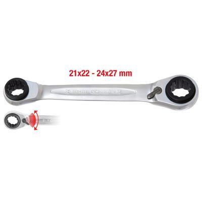 KS TOOLS Terkšlinių dvipusių žiedinių veržliarakčių rinkinys