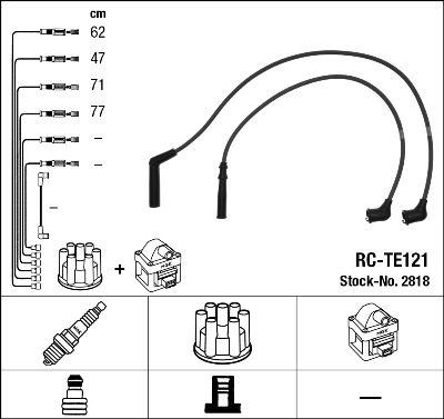 Комплект проводов зажигания NGK 2818 для TOYOTA HIACE