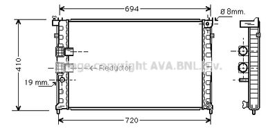 Радиатор, охлаждение двигателя AVA QUALITY COOLING PE2339 для PEUGEOT 406