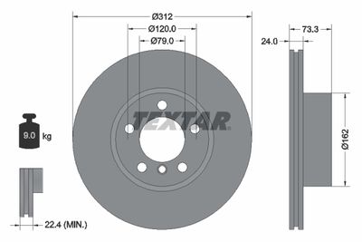 Тормозной диск TEXTAR 92261805 для BMW X1