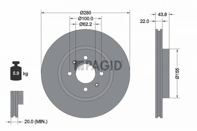 спирачен диск PAGID 55883NC