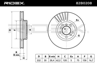спирачен диск RIDEX 82B0208