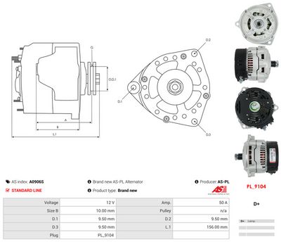 GENERATOR / ALTERNATOR AS-PL A0906S 4