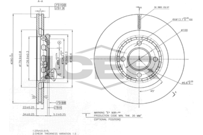 спирачен диск ICER 78BD5307-2