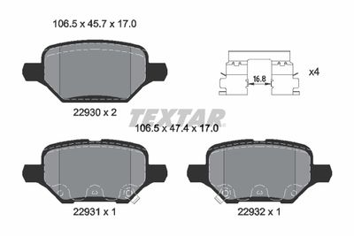 Комплект тормозных колодок, дисковый тормоз TEXTAR 2293001 для OPEL MOKKA