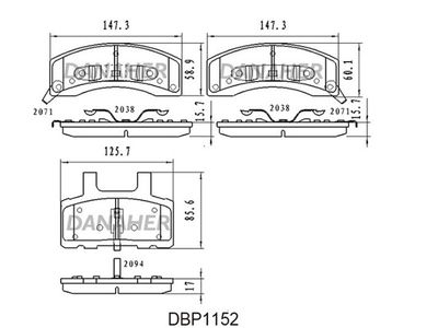 Комплект тормозных колодок, дисковый тормоз DANAHER DBP1152 для CHEVROLET TAHOE