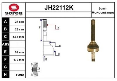 SNRA Homokineet reparatie set, aandrijfas (JH22112K)