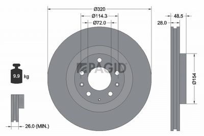 спирачен диск PAGID 55034NC