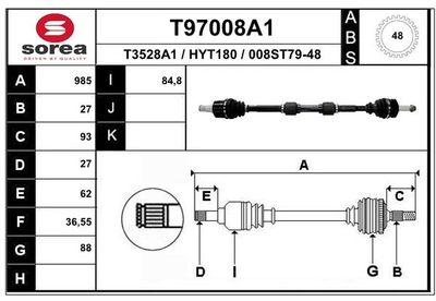 Приводной вал EAI T97008A1 для HYUNDAI i40