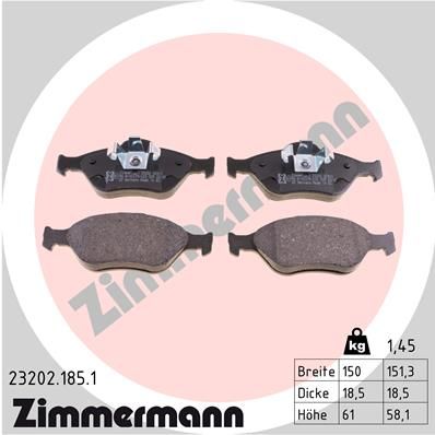 Комплект тормозных колодок, дисковый тормоз ZIMMERMANN 23202.185.1 для FORD STREET