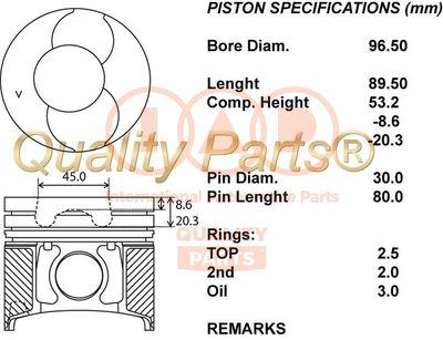 Поршень IAP QUALITY PARTS 100-13064 для RENAULT 30