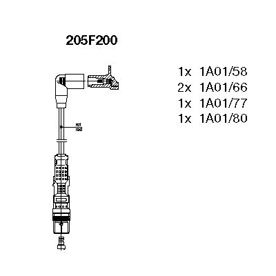 Комплект проводов зажигания BREMI 205F200 для VW BORA