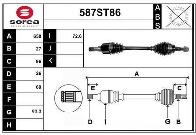 STARTCAR 587ST86 Полуось в сборе для FORD TRANSIT CONNECT V408 Автофургон / микроавтобус 1.5 TDCi STARTCAR 587ST86 Полуось в сборе для FORD TRANSIT CONNECT V408 Автофургон / микроавтобус 1.5 TDCi