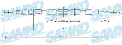 Тросик, cтояночный тормоз SAMKO C1687B для CITROËN C3