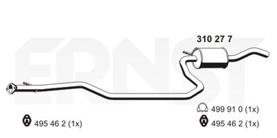 Средний глушитель выхлопных газов ERNST 310277 для FORD PUMA