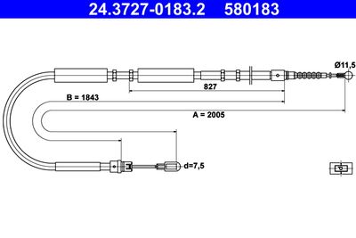 ATE 24.3727-0183.2 Трос ручного тормоза  для AUDI A4 (Ауди А4)