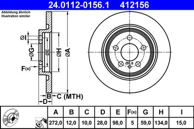 Тормозной диск ATE 24.0112-0156.1 для CITROËN C8