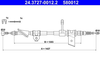 ATE 24.3727-0012.2 Трос ручного тормоза  для ALFA ROMEO 166 (Альфа-ромео 166)