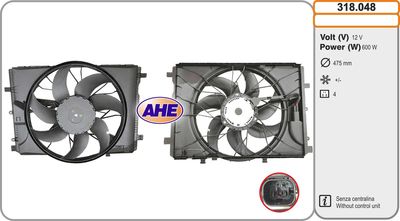 Вентилятор, охлаждение двигателя AHE 318.048 для MERCEDES-BENZ SLC