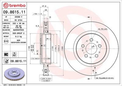 BREMSSCHEIBE BREMBO 09861511 1