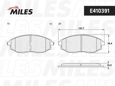 Комплект тормозных колодок, дисковый тормоз MILES E410391 для CHEVROLET EPICA