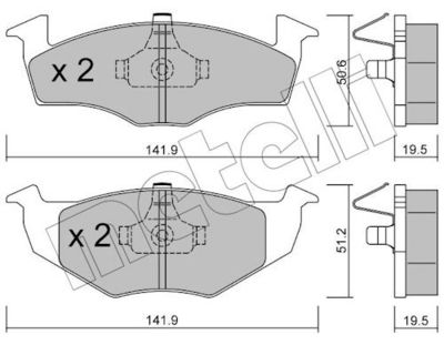 комплект спирачно феродо, дискови спирачки METELLI 22-0206-1